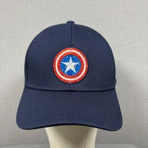 Marvel Captain America Light Up Hat Cap Disney Unisex OSFM Blue Red Strapback